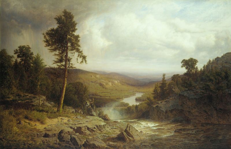 Landscape of twilight mountains in Tennessee, oil on canvas by Alexander Helwig Wyant