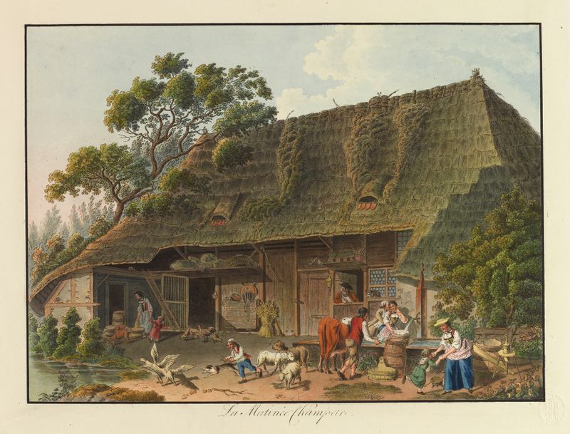 Paisaje pastoral con figuras en contemplación de Karl Ludwig Zehender, pintura al óleo.