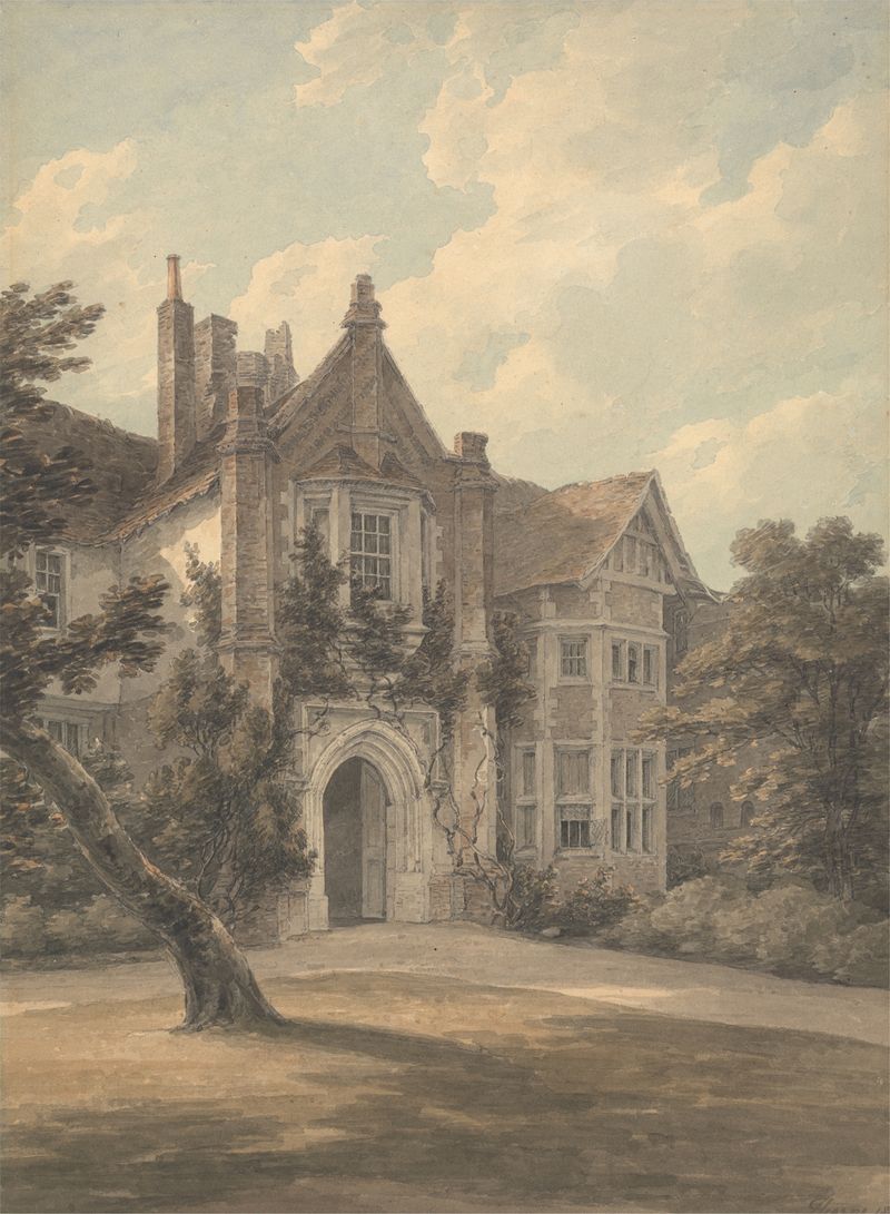 The Lecture House, Watford de Thomas Hearne, pintura al óleo que representa arquitectura y paisaje.