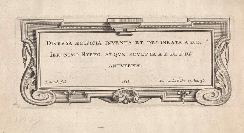 Grabado de Pieter de Jode que muestra arquitectura intrincada, 1658