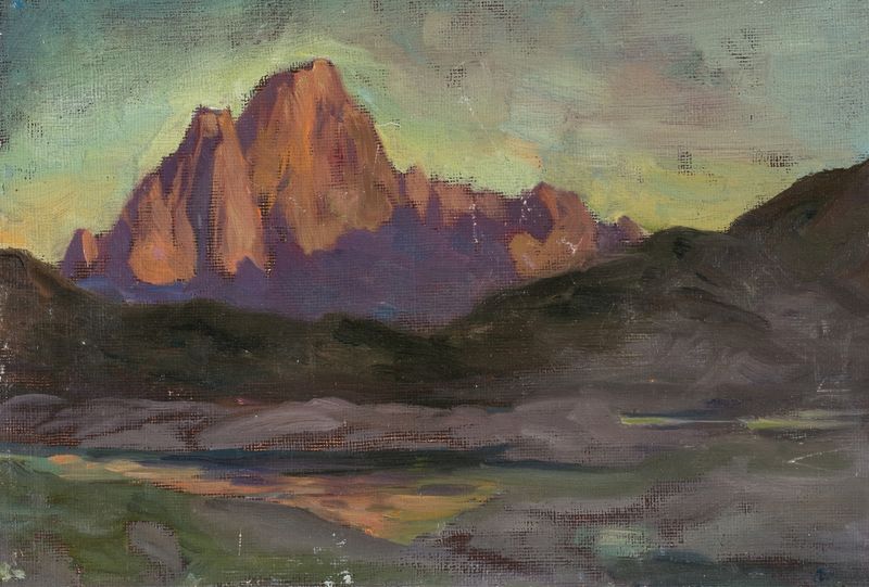Estudo de paisagem de Anna Boberg, representando Lofoten em um meio desconhecido
