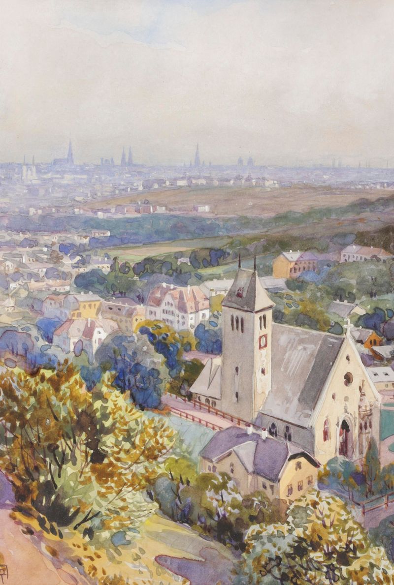 Landscape of Vienna by Anton Reckziegel, Romanticism, depicting a serene cityscape.