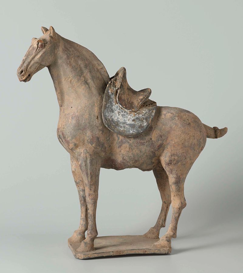 Figura de caballo de tumba, cerámica de Unknown Artist