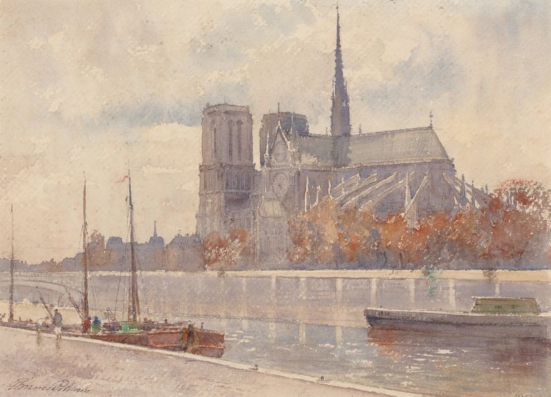 Notre Dame, París de Florence Vincent Robinson, óleo sobre lienzo