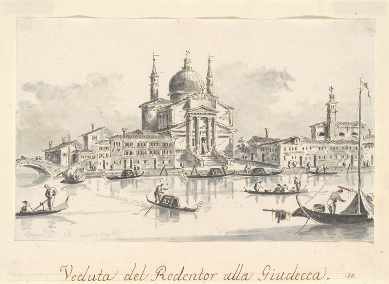 Landscape of the Church of the Redentore, oil painting by Giacomo Guardi