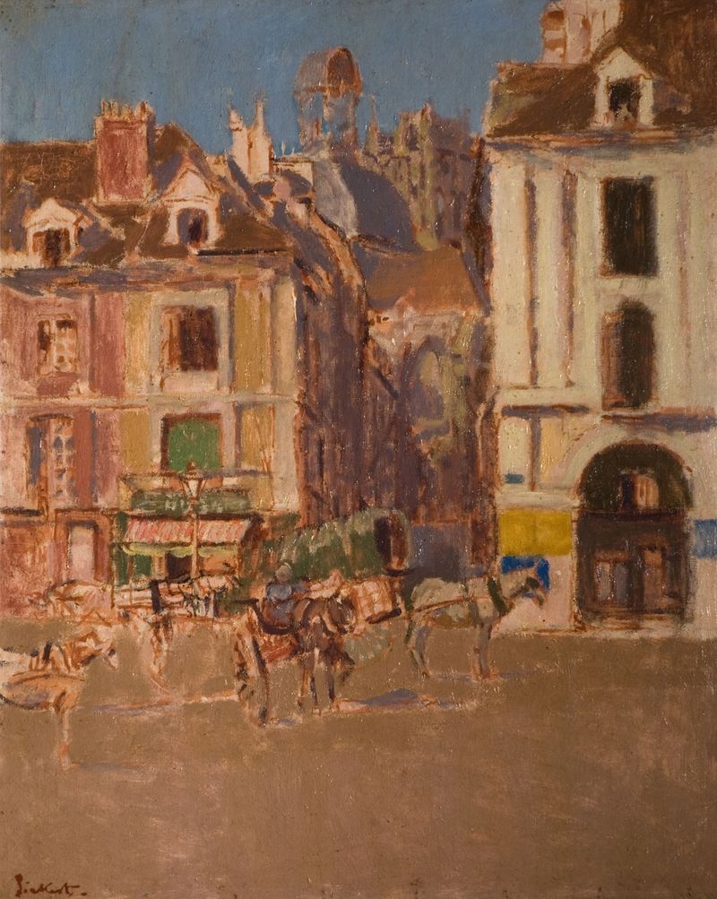 La Rue Notre Dame And The Quai Duquesne, óleo de Walter Richard Sickert