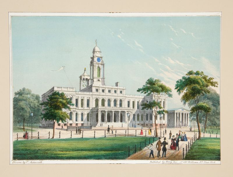City Hall by Charles Autenrieth, oil on canvas, featuring intricate architectural details.