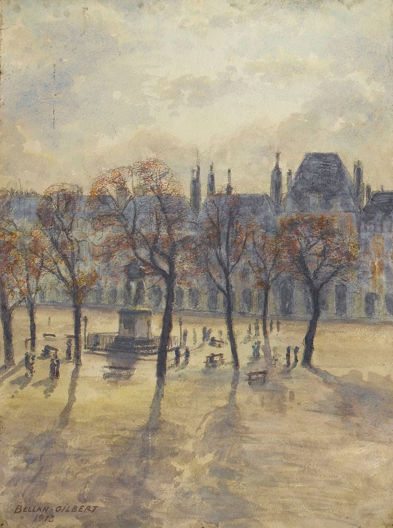 La place des Vosges, a Post-Impressionism landscape by Louis-Gilbert Bellan