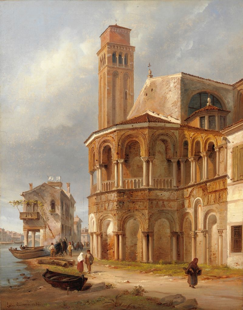 A Igreja de Santi Maria E Donato em Murano, óleo sobre tela de Luigi Querena