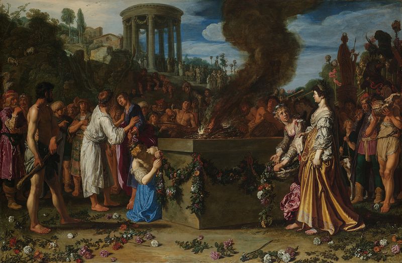 Orestes and Pylades Disputing at the Altar, oil on panel by Pieter Lastman