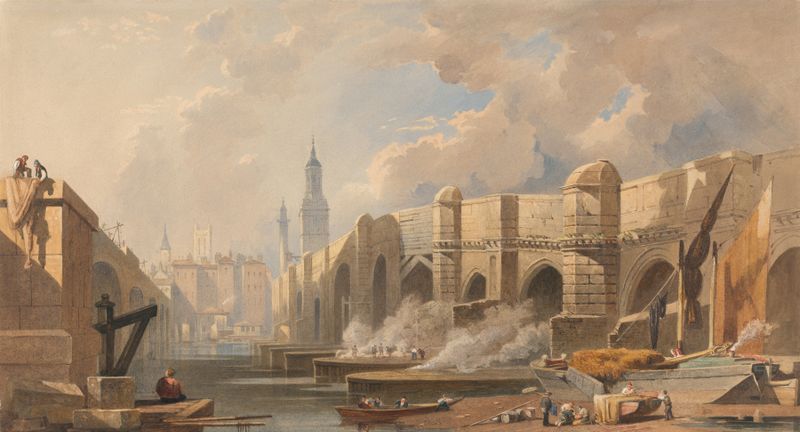 Old and New London Bridge by Edward William Cooke, Victorian medium