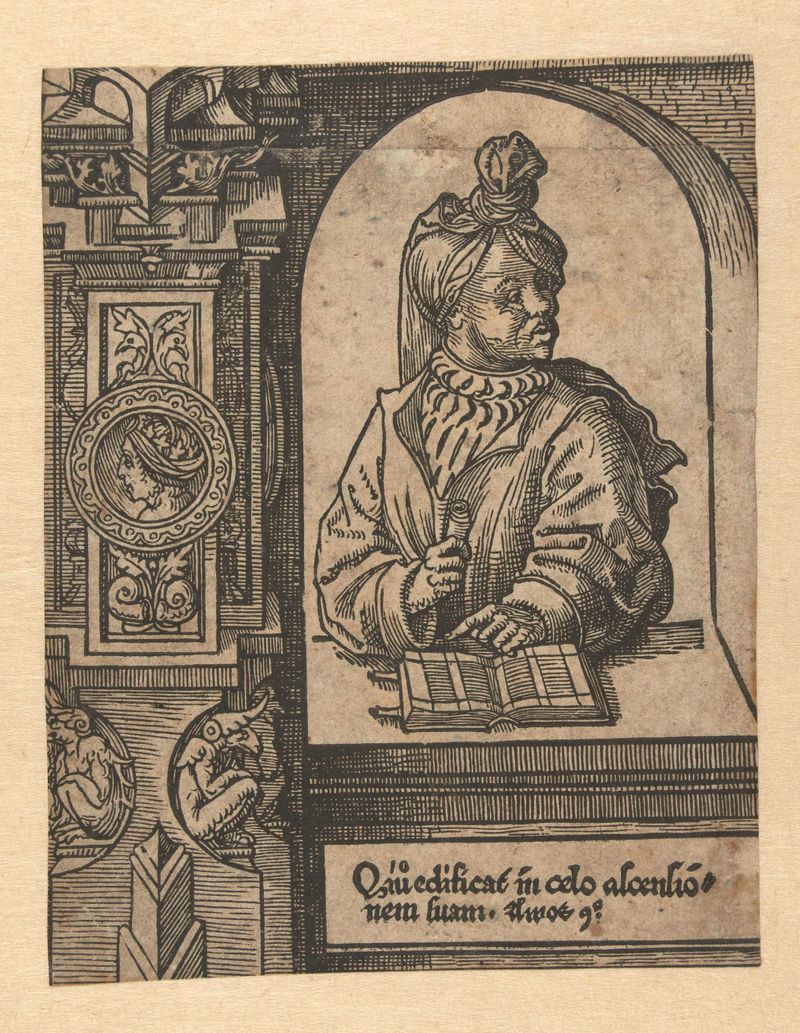 Representación religiosa del profeta Amos por Jacob Cornelisz van Oostsanen, papel