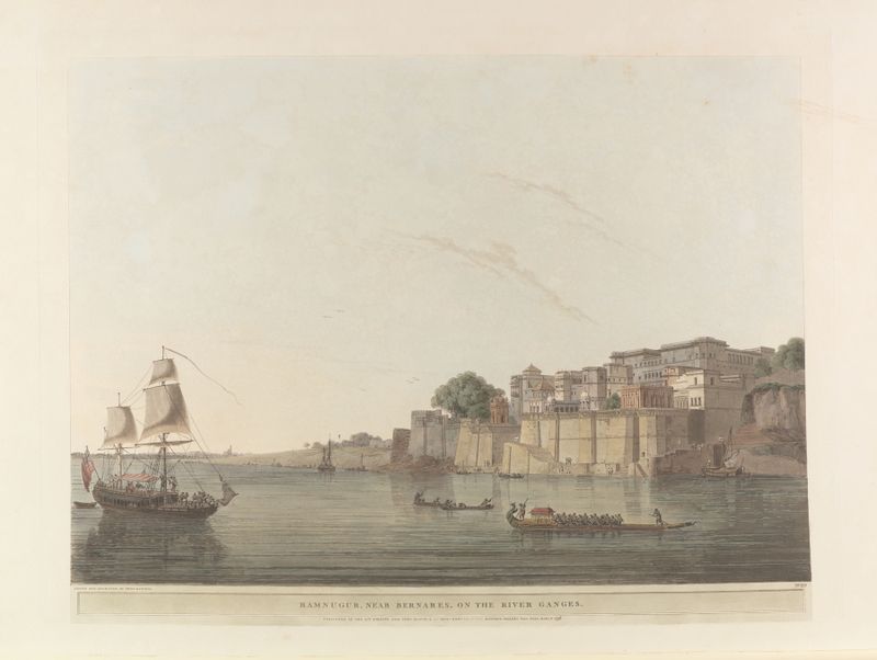 Oriental Scenery Pl.14 by Thomas Daniell, depicting palm trees against an ochre sky.