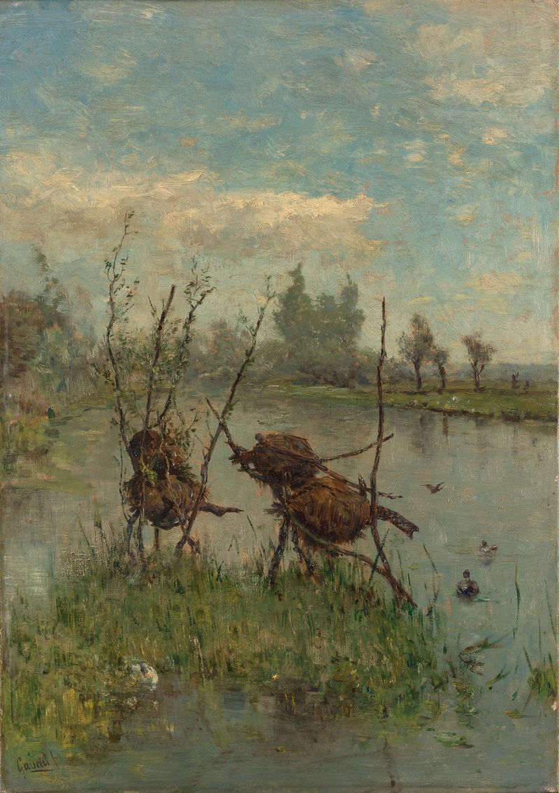 Ducks’ Nests by Paul Joseph Constantin Gabriël, oil on canvas showing ducks in a natural setting.