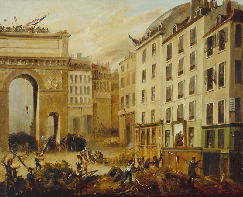 Escena histórica de batalla, pintura al óleo de Unknown Artist