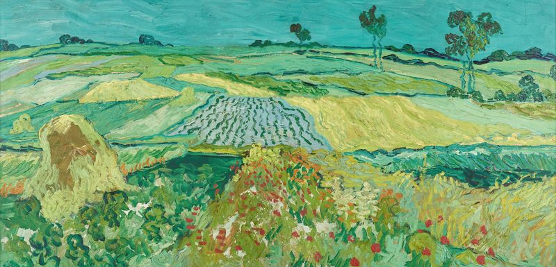 Paisaje de campos en Die Ebene Von Auvers de Vincent van Gogh, pintura al óleo