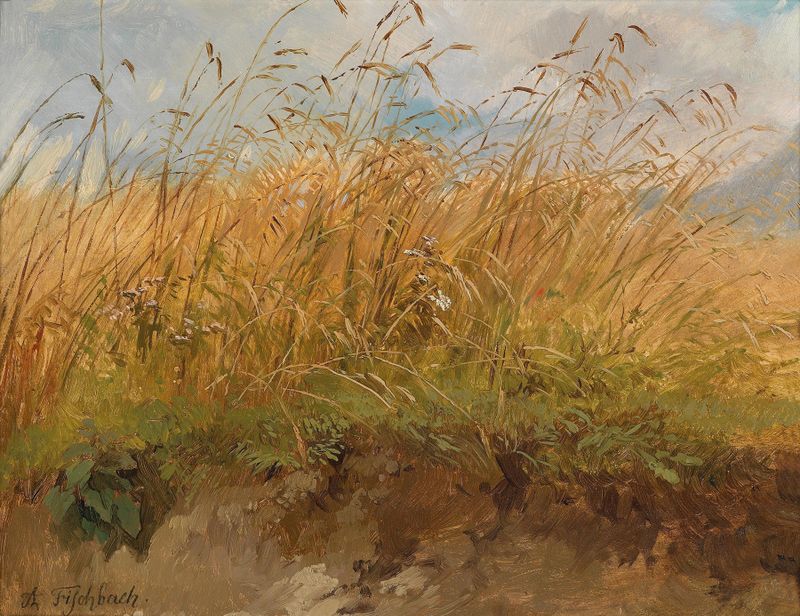 Landscape by Johann Fischbach, featuring soft hues and light, in an impressionist style.
