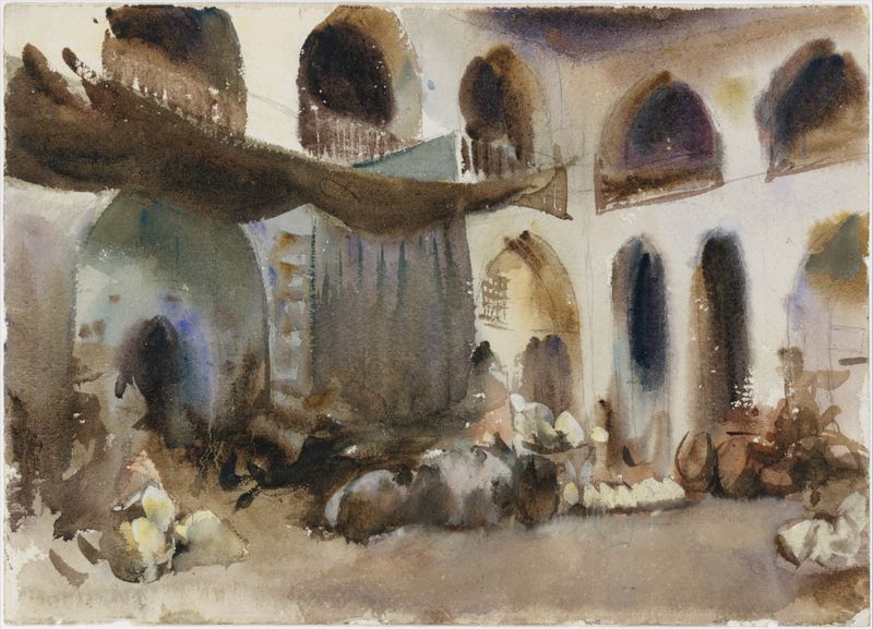 Cena de gênero representando um mercado por John Singer Sargent, pintura a óleo