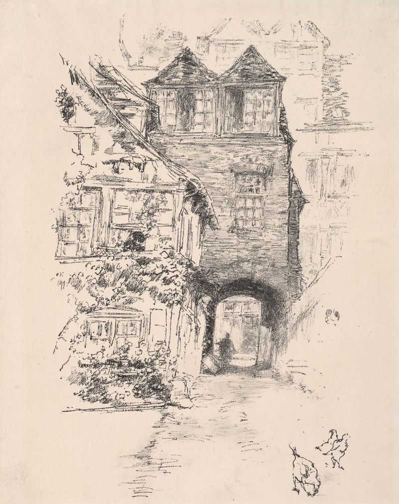 La Casa del Sacerdote, Ruan de James Abbott McNeill Whistler, óleo sobre lienzo que representa un edificio histórico