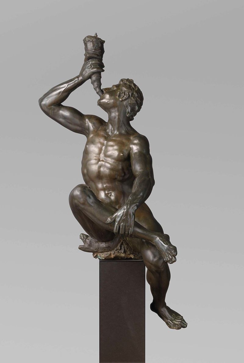 Bronze sculpture of Triton blowing a conch shell by Adriaen de Vries