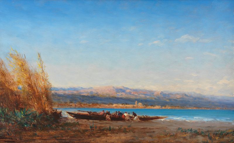 Pintura al óleo de Félix Ziem que representa el Bósforo al amanecer.