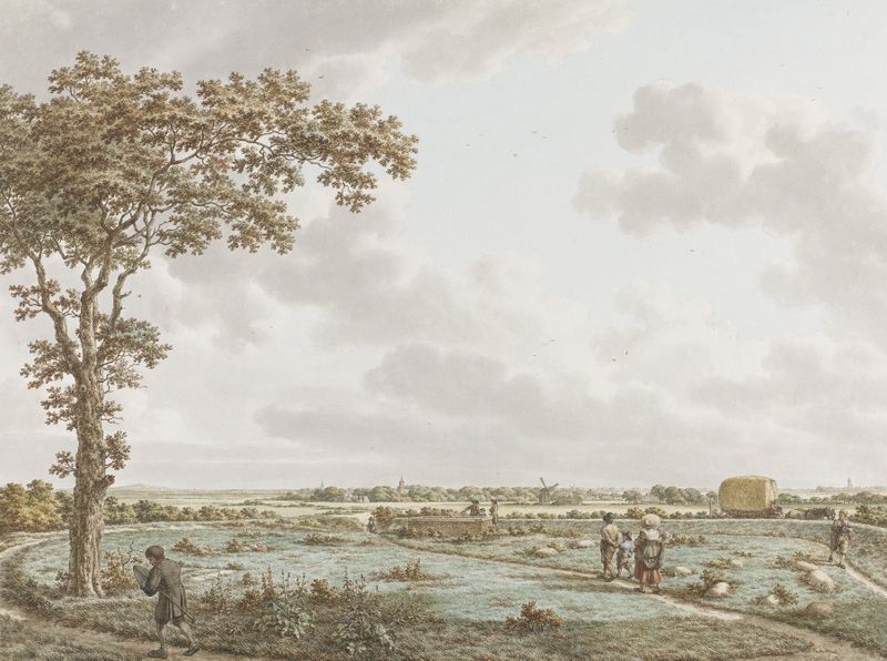 Landscape oil painting by Jacob Cats depicting Tafelberg and village