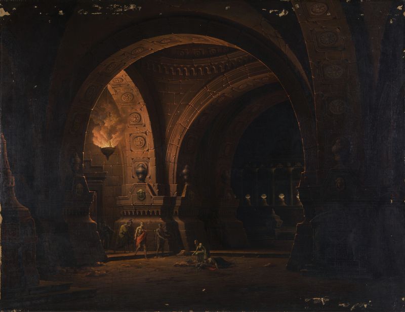 Caesar Octavianus findet Kleopatra an der Leiche des Antonius, óleo sobre tela de Josef Platzer