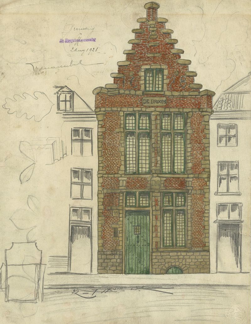 Architectural design by Alfred Ost, featuring leaves in an Art Nouveau style.