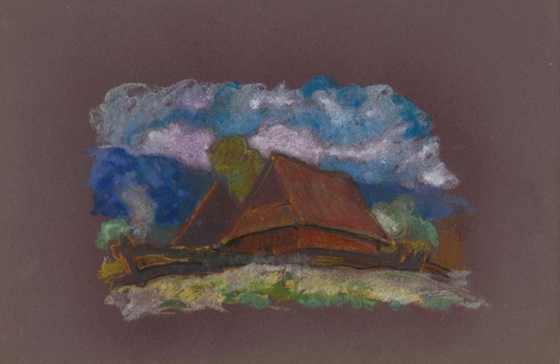 Lonely house in a village, oil on canvas by Zolo Palugyay