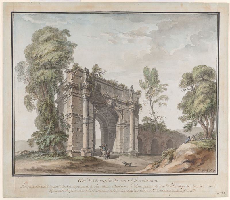 Design for a triumphal arch, ink on paper by Charles de Wailly