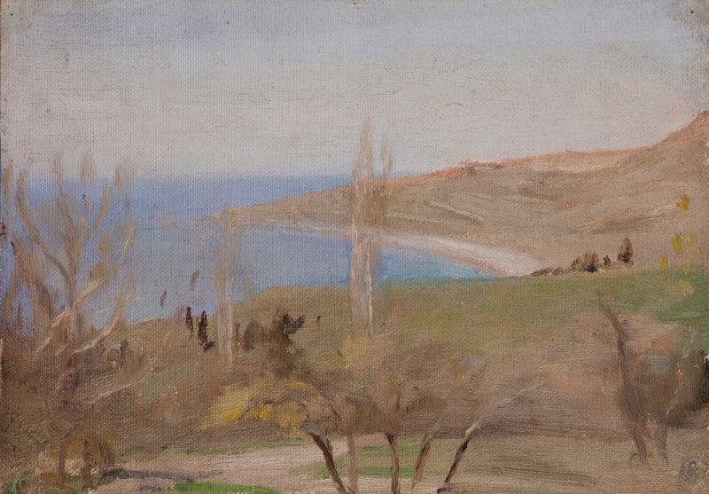 Yalta (Primavera – Populares) de Jan Ciągliński, impressionismo, paisagem com plátanos e luz suave