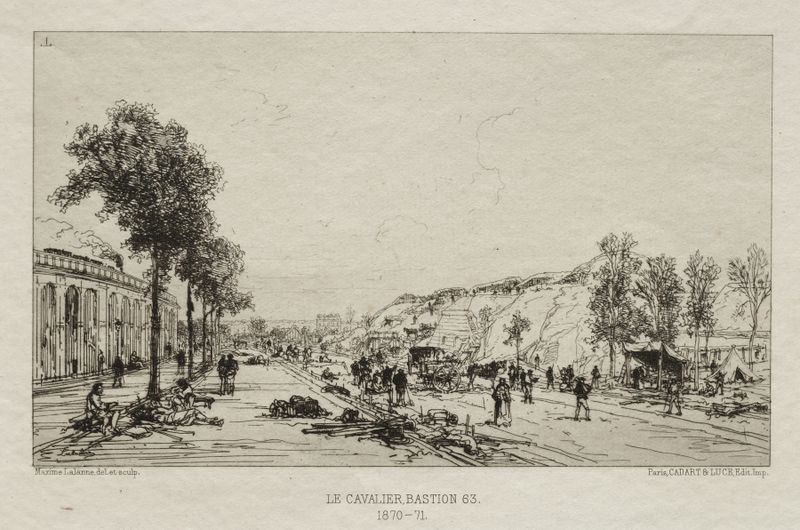 Engraving by Maxime Lalanne depicting a solitary figure during the siege of Paris