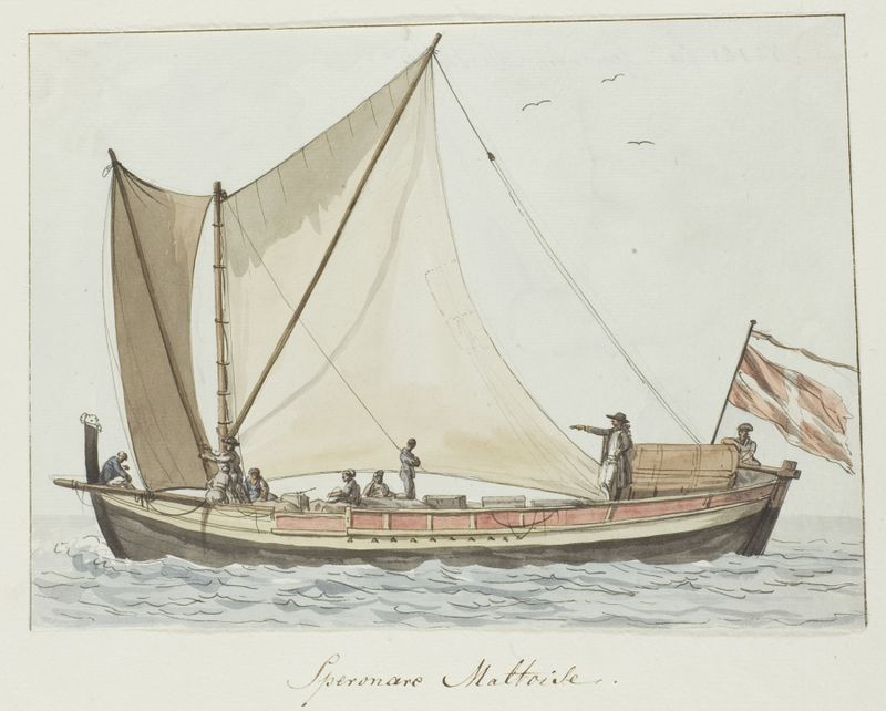 Cena marinha com um navio maltês de Abraham-Louis-Rodolphe Ducros, pintura a óleo