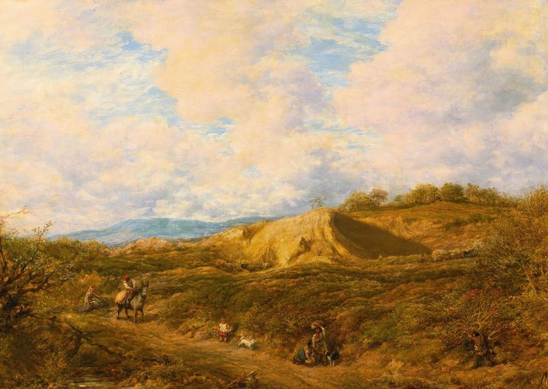 Landscape of Redhill Common, Surrey by John Linnell, oil on canvas