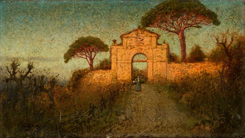 Landscape depicting hills and sky, oil painting by Curt Agthe