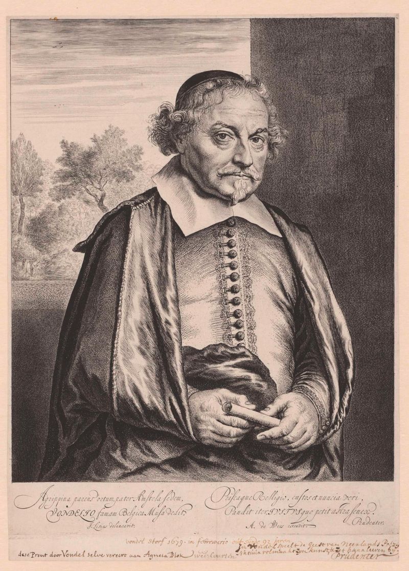Portrait of Joost van den Vondel, etching by Jan Lievens