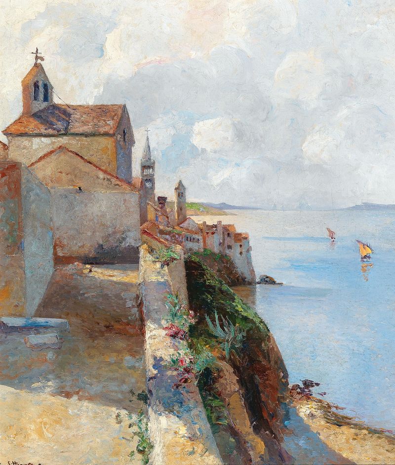 Architecture of bell towers against a blue sky by Leontine von Littrow