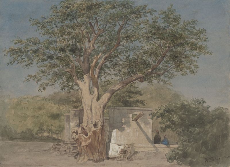 Hut under a tree in Cairo, oil on canvas by Willem de Famars Testas