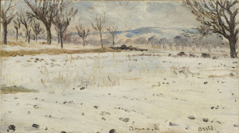 Paisaje invernal que muestra colinas cubiertas de nieve de Helmer Osslund, pintura al óleo