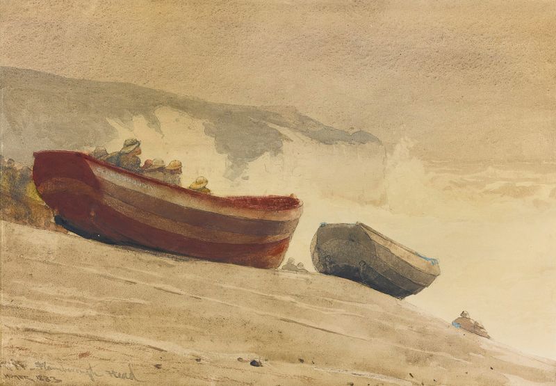 Storm On The English Coast de Winslow Homer, pintura a óleo que retrata um mar turbulento e ondas quebrando