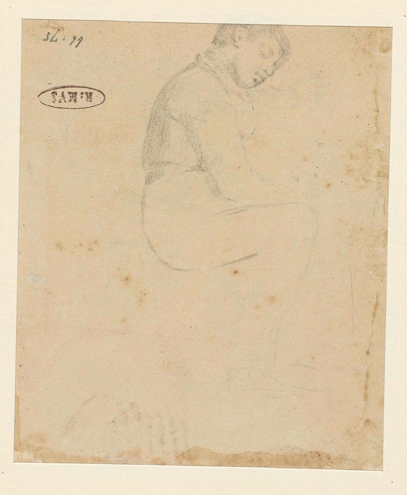 Retrato de un niño durmiendo de Charles Brias, 1837, papel