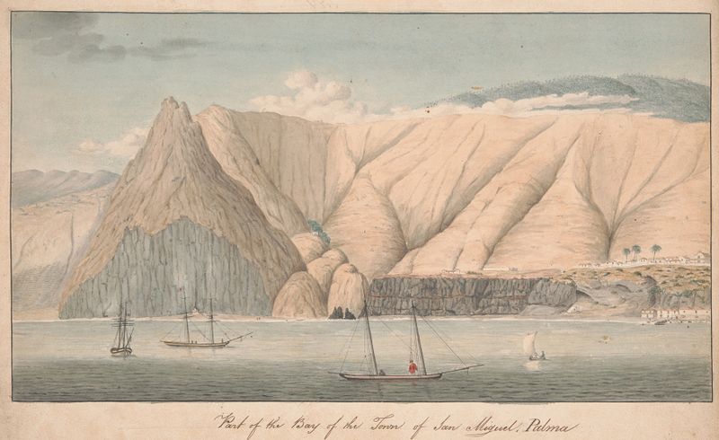 Cena marinha representando a baía de San Miguel, La Palma de Alfred Diston