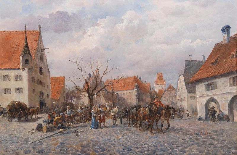 The Town Under Siege by Alfred Friedländer, expressionism artwork depicting a beleaguered town.