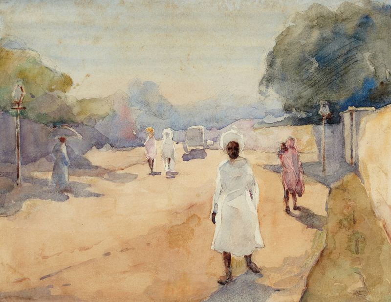 Uma cena de rua em Hyderabad, Índia, de Ralph Wormeley Curtis, pintura a óleo