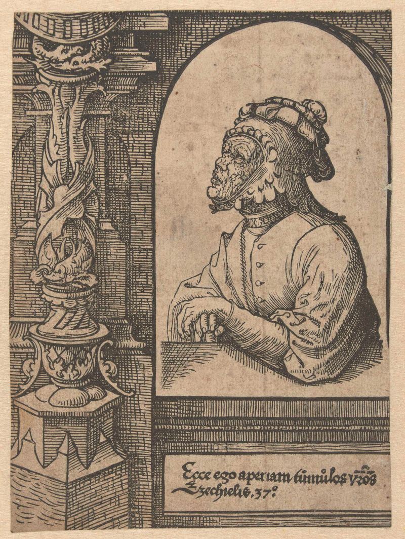 Ezequiel con túnicas fluidas, papel de Jacob Cornelisz van Oostsanen
