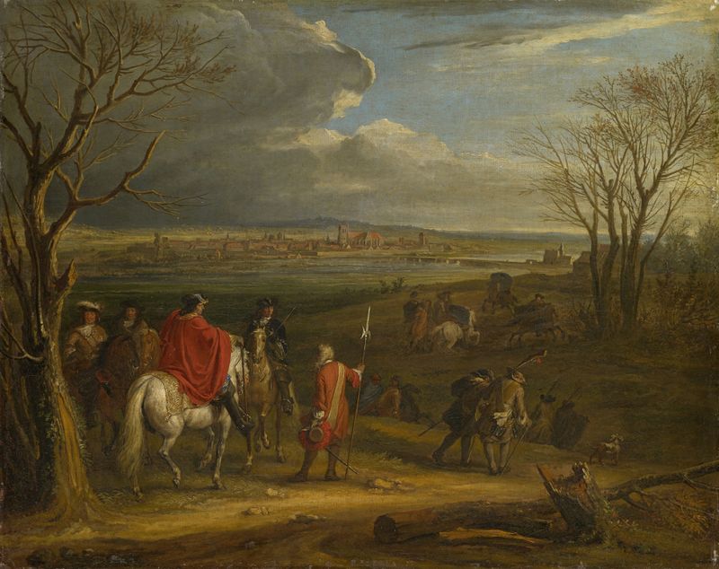 Louis XIV na Conquista de Dole, óleo sobre tela de artista desconhecido