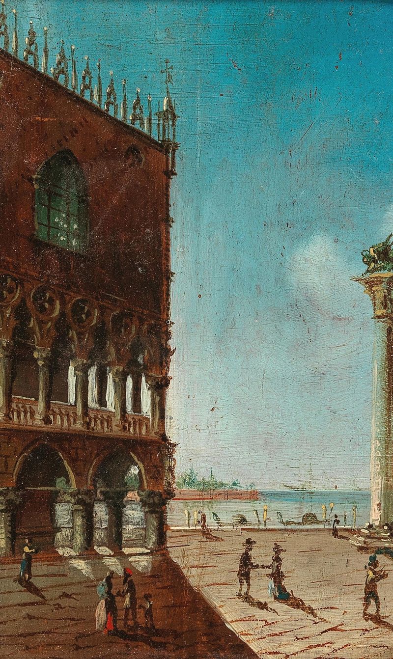 Bridge of Sighs by Marco Grubas, oil painting depicting an arching bridge with soft blue and golden hues.