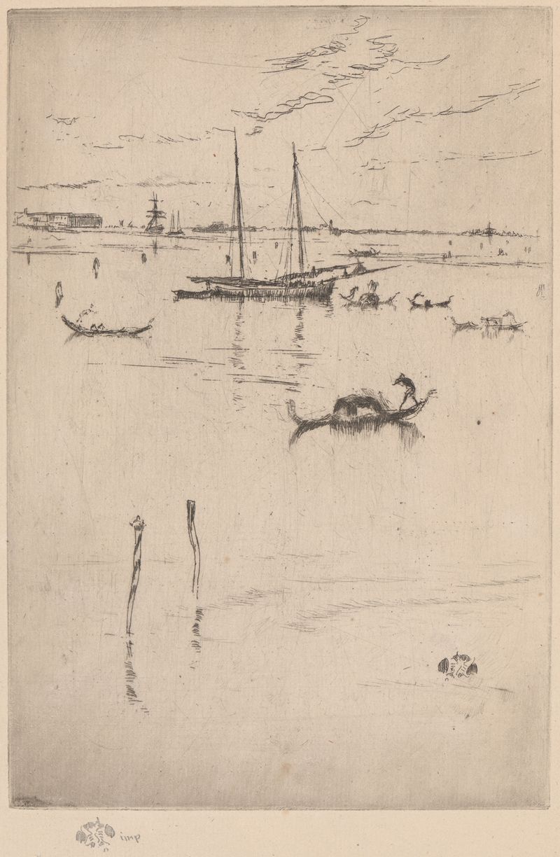 A Pequena Lagoa de James Abbott McNeill Whistler, pintura a óleo de uma lagoa serena.