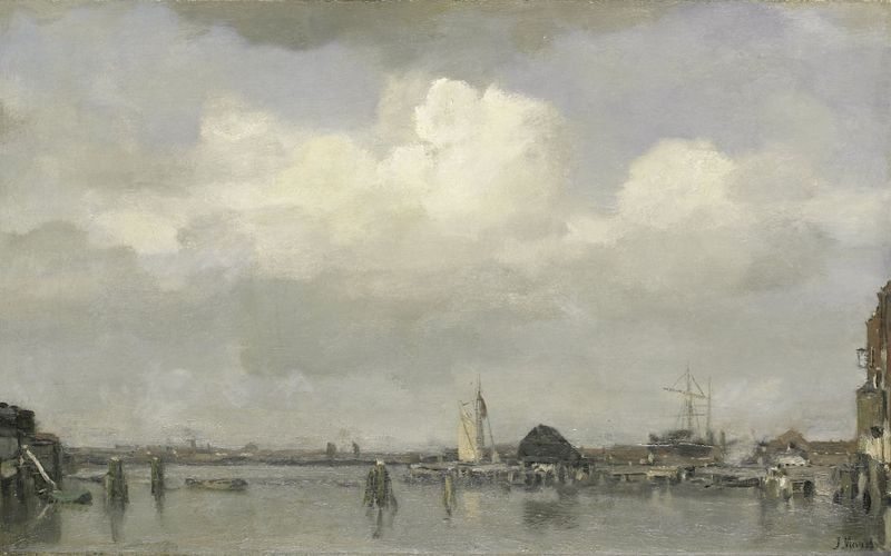 Marine scene with clouds and water, oil on canvas by Jacob Maris