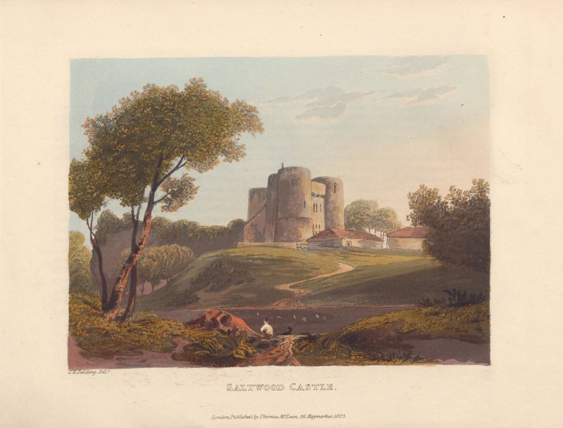 Landscape featuring Saltwood Castle by Theodore Henry Adolphus Fielding, oil painting